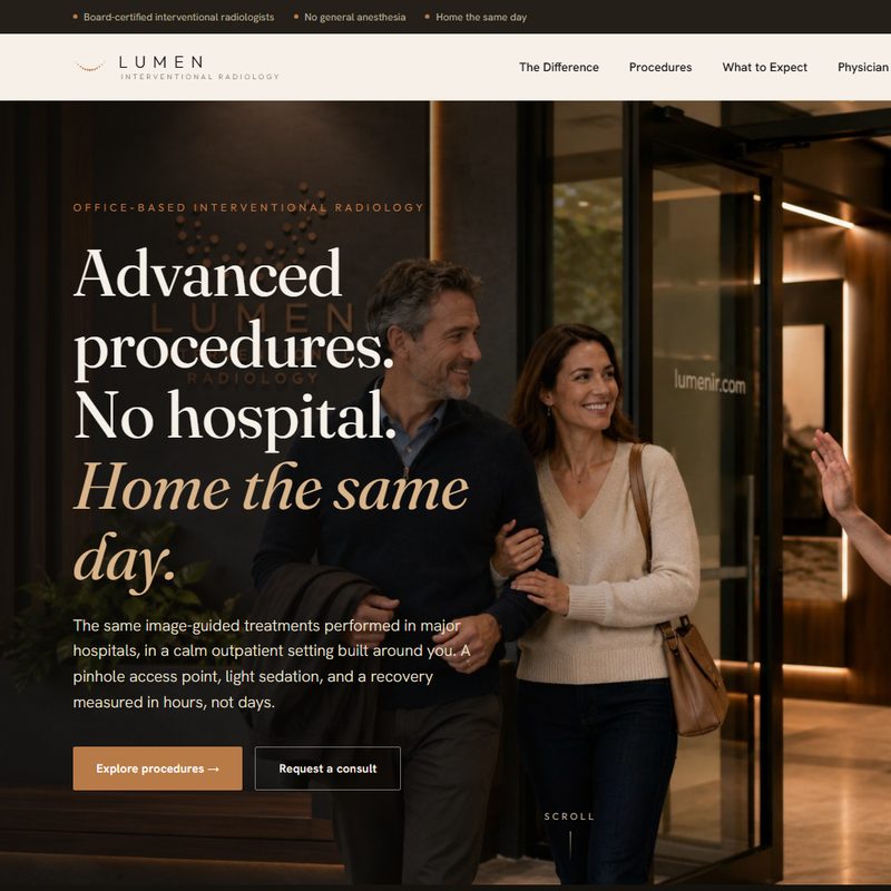 Lumen Interventional Radiology concept site homepage